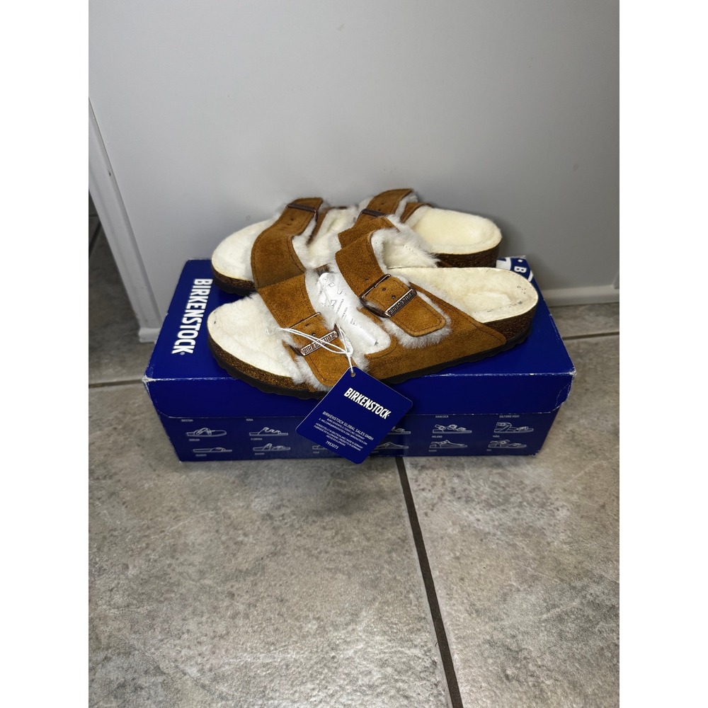 Birkenstock Arizona Shearling Lined Suede Sandals Brown EU 36 US 5 - Picture 3 of 6